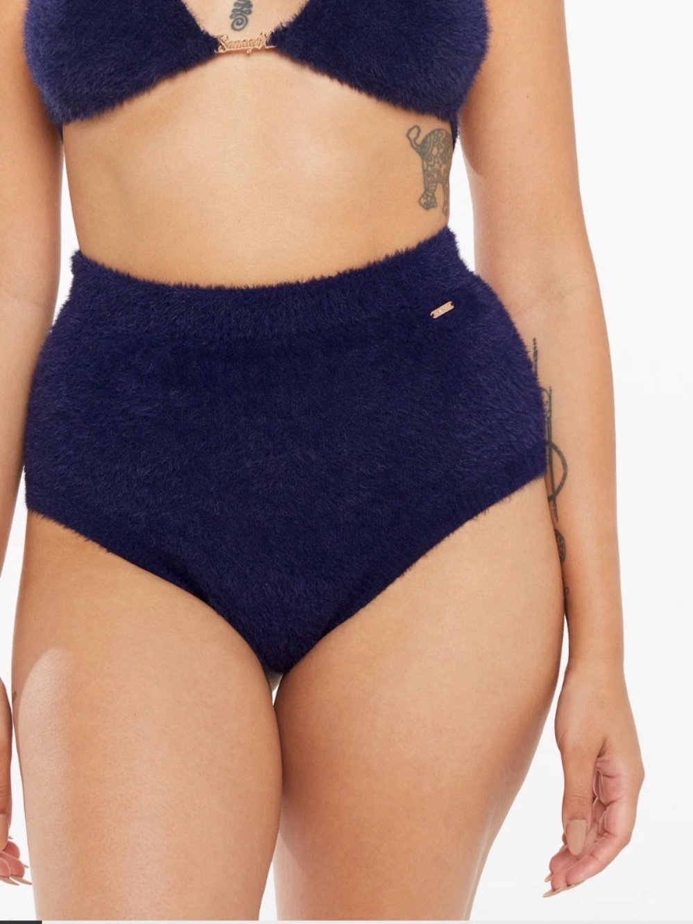 Rihanna Savage X -Fenty NWT Intimate Fluff It Up Booty Short Sleep Navy Woman LG